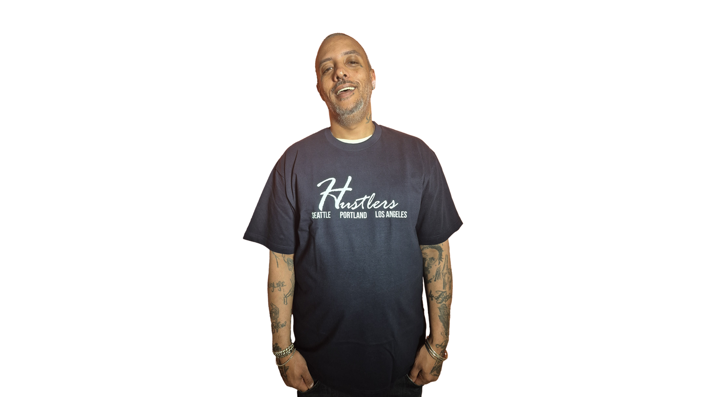 Hustlers Navy Blue-Seattle-Portland-Los Angeles T-Shirt