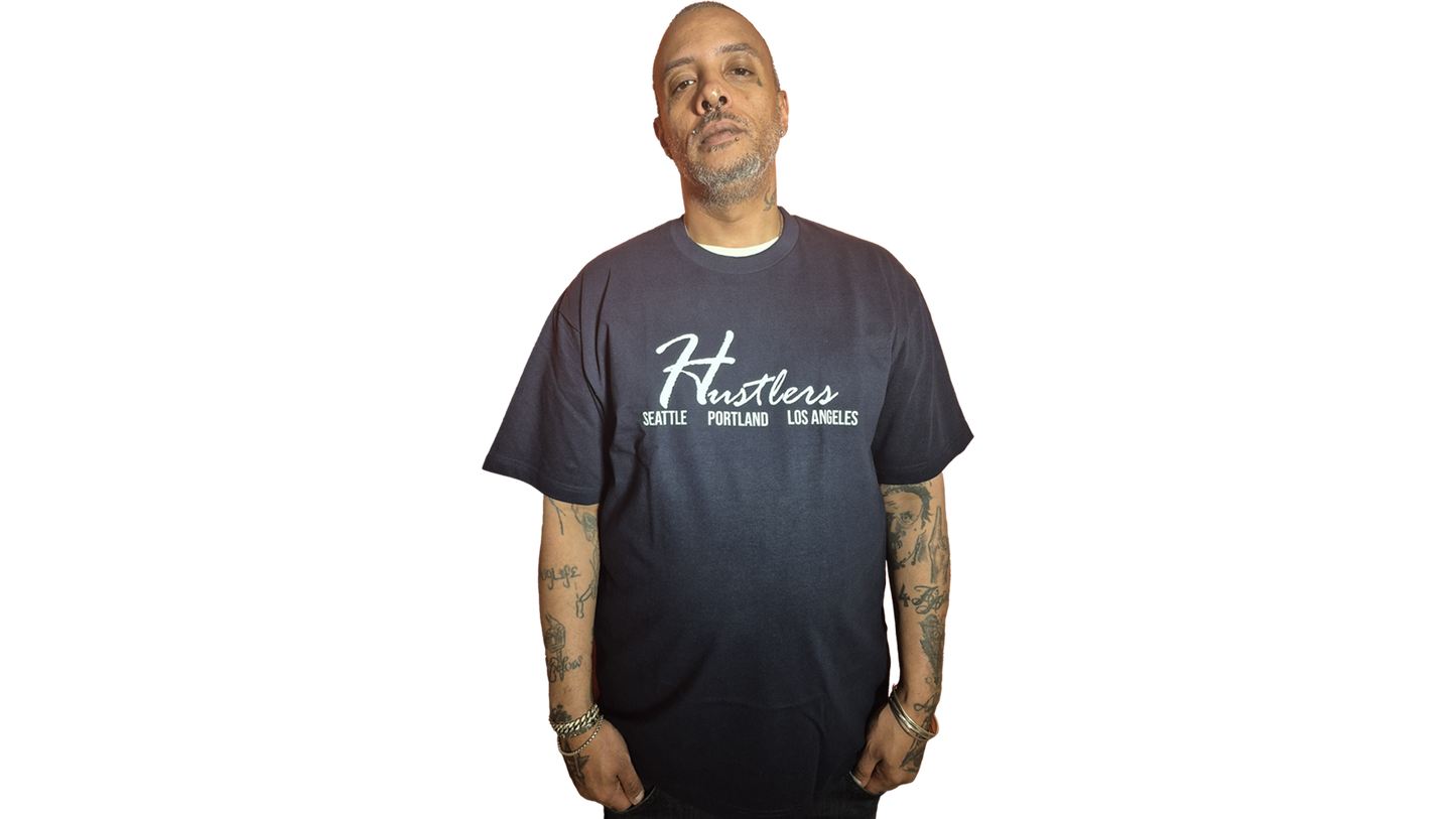 Hustlers Navy Blue-Seattle-Portland-Los Angeles T-Shirt