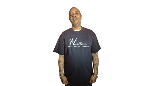 Hustlers Navy Blue-Seattle-Portland-Los Angeles T-Shirt